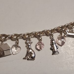 Dog Themed Dog Silver Tone Bracelet 7"